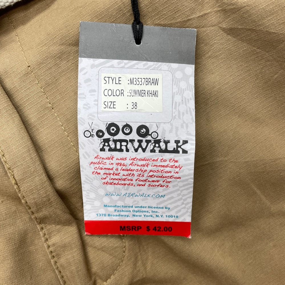 Airwalk Cargo Shorts Mens 38 Khaki Tan Belted 100% Cotton Skate Y2K Utility NWT - Picture 8 of 13